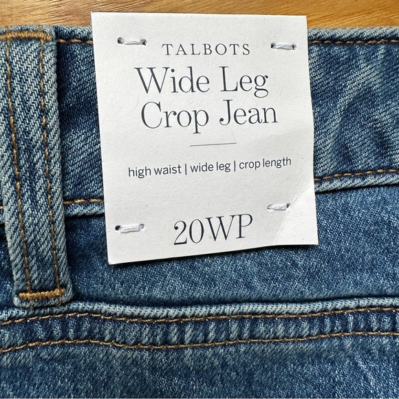 Talbots WIDE LEG CROP DENIM JEANS HOFFMAN WASH WOMEN Sz 20WP Casual BOHO NWT - Picture 9 of 15
